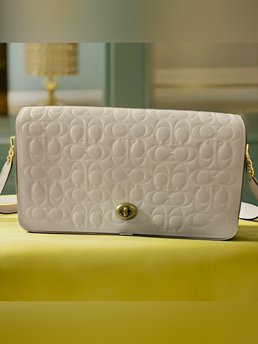 *SOLD* COACH 1941 Dinky 24 Chalk Signature Debossed Leather Crossbody 30427